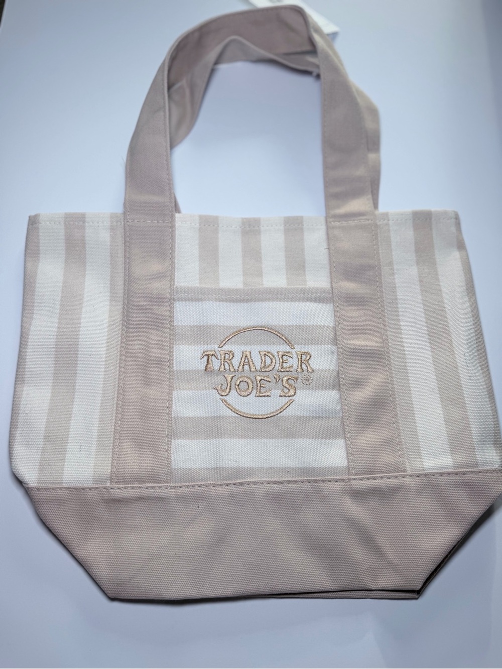 NWT Trader Joe’s Beige & White Striped Canvas Tote